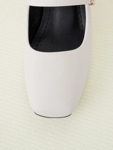 Clariva 5厘米布面包跟女士时尚金属米色玛丽珍粗跟礼服鞋 - 米色 - 查看 4