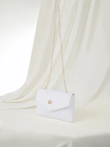 Clariva Mini Fashionable Flap Chain Crossbody Bag, Quilted Women's Shoulder Messenger Bag For Phone, Suitable For Gifts, Vacation, Shopping , Valentines Gifts - White - View 2