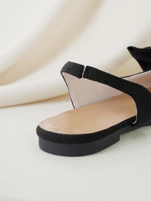 Clariva Damen-Mode süße Schleife Dekoration verstellbare flache spitz zulaufende Zehenbereich Sandalen - Schwarz - Übersicht 3