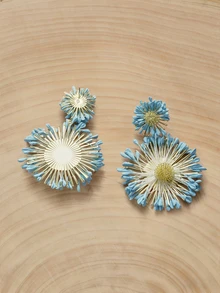 Glizzene 1 par de pendientes de gota con diseño floral azul vintage estilo bohemio, accesorios de joyería para verano y playa, diseño minimalista exagerado, para mujer y boda - Multicolor - Ver 4