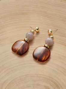 Glizzene 1 Đôi bông tai mặt dây chuyền bằng nhựa acrylic màu cà phê, kiểu dáng Châu Âu & Mỹ, thời trang cá nhân hóa dành cho phụ nữ và bé gái, quà tặng du lịch, đám cưới, tiệc tùng, sinh nhật, Giáng sinh 2025. - Cà phê - Xem 4