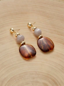 Glizzene 1 Đôi bông tai mặt dây chuyền bằng nhựa acrylic màu cà phê, kiểu dáng Châu Âu & Mỹ, thời trang cá nhân hóa dành cho phụ nữ và bé gái, quà tặng du lịch, đám cưới, tiệc tùng, sinh nhật, Giáng sinh 2025. - Cà phê - Xem 2