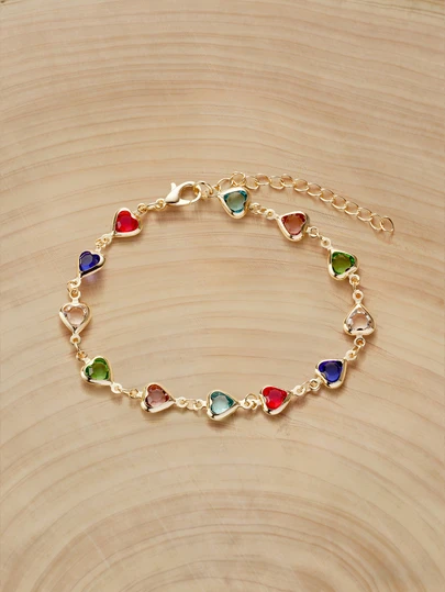 Glizzene 1 Stück minimalistisches, farbiges, herzförmiges Modearmband für Frauen, Hochzeit