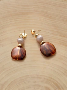 Glizzene 1 Đôi bông tai mặt dây chuyền bằng nhựa acrylic màu cà phê, kiểu dáng Châu Âu & Mỹ, thời trang cá nhân hóa dành cho phụ nữ và bé gái, quà tặng du lịch, đám cưới, tiệc tùng, sinh nhật, Giáng sinh 2025. - Cà phê - Xem 6