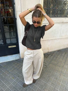 Women's Soft Casual Turtleneck Sleeveless Knit Vest Summer - Grey - View 2