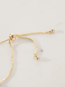 Clariva 1pc Snowflake Design Fashionable Drawstring Bracelet With Inlaid Rhinestone, Minimalist & Elegant Design - Gold - View 4