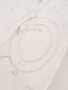 Clariva 2Pcs Luxury Sparkling Chain Necklace Bridal Wedding Engagement Jewelry - Silver - View 1