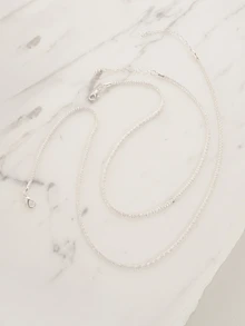 Clariva 2Pcs Luxury Sparkling Chain Necklace Bridal Wedding Engagement Jewelry - Silver - View 2