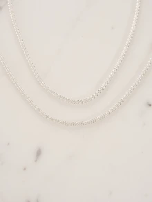 Clariva 2Pcs Luxury Sparkling Chain Necklace Bridal Wedding Engagement Jewelry - Silver - View 3