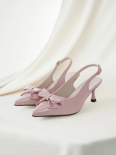 Clariva Sandalias elegantes de estilo nacional clásico francés con lazo, sandalias de primavera/verano de moda, nuevos zapatos de tacón alto con punta fina y decoración de lazo para uso diario, nuevas sandalias versátiles de verano de punta cerrada para combinar con vestidos