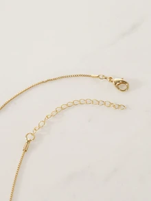 Clariva 1pc Gold Rectangular Pendant Necklace With 26 Alphabet Letters, Elegant Necklace Jewelry Gift For Women - Gold - View 4