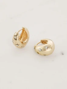 Clariva 1pair Fashion Rhinestone Decor Earrings For Women For Daily Decoration Dating Gift - Gold - View 4