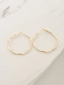Clariva Pendientes de aro con textura con diseño girante - Amarillo Oro - Ver 4