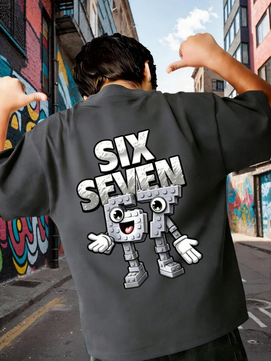 Tween Boys 1pc Funny Slogan Print Short Sleeve T-Shirt, Student Youth Casual Summer Top For Playful Boys - Dark Grey - View 1