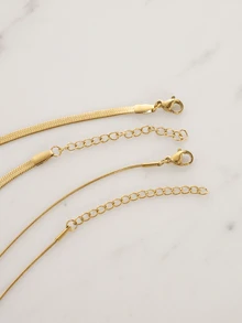 Clariva 2pcs/Set Minimalist Chain Necklace - Yellow Gold - View 5