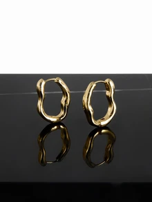 CHICVUE 5 Đôi Kim Loại Thời Trang Phong Cách Pháp & Phương Tây Tối Giản Hợp Kim Khuyên Tai Vòng Bộ Bông Tai Nữ - Vàng - Xem 4