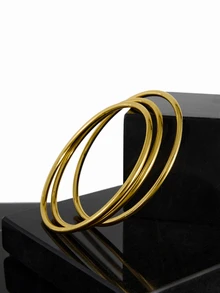 CHICVUE 18K Gold Plated Stainless Steel Women's Bracelet, Fashion Luxury Minimalist Basic Bracelet, Waterproof Jewelry - Gold - View 2