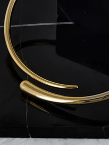 CHICVUE 1 st geometrisk gyllene metallchoker, minimalistisk europeisk och amerikansk stil, personligt överdriven ihålig fjäderhalsband - krage - Visa 2