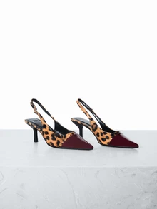 CHICVUE 2025秋冬新款女士酒红色高跟凉鞋，小猫跟，派对/婚礼礼服鞋，7厘米高，优雅，女士浅口鞋，尖头鞋跟 - 酒紅色 - 查看 2