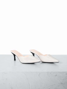 CHICVUE Giày cao gót mũi nhọn vải mới cho nữ mùa thu/đông 2025, giày cao gót màu be thanh lịch, giày lười thời trang gợi cảm sang trọng đa năng, thanh lịch - Màu be - Xem 2