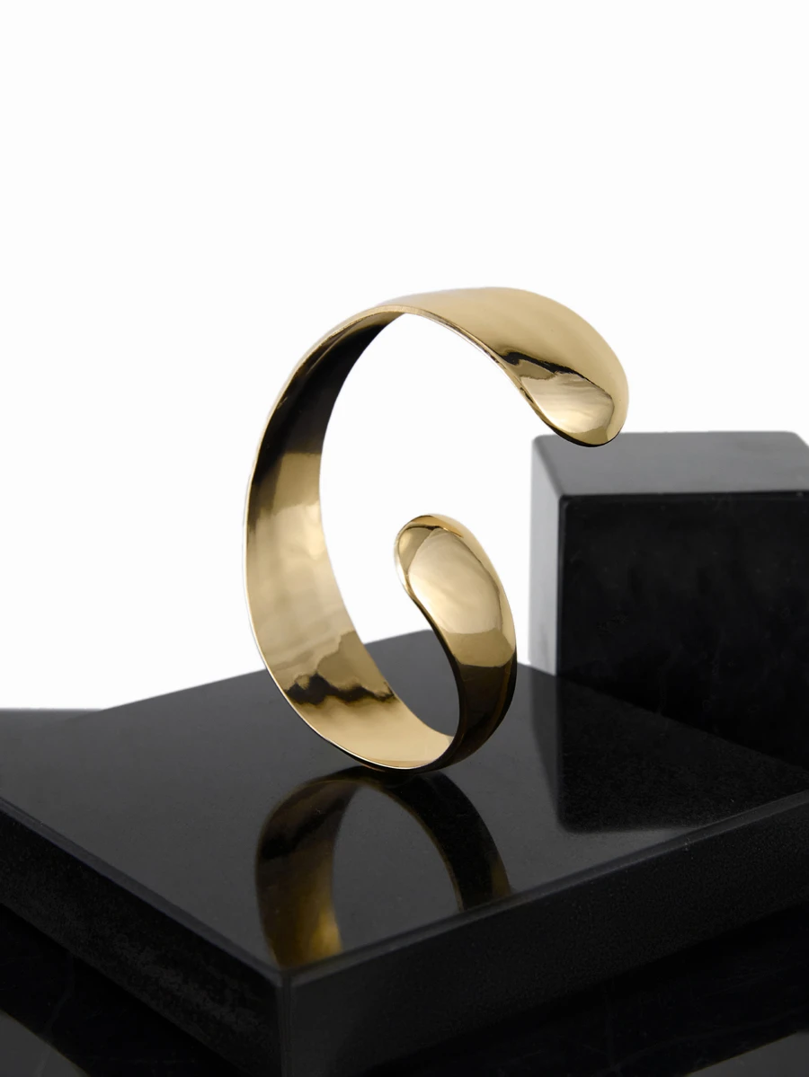 CHICVUE 1pc European And American Fashion Gold-Plated Face Shaped Bangle, Suitable For Women's Daily Wear - Yellow Gold - View 1