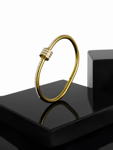 CHICVUE 4/1 件女士珠宝套装，18K 镀金锆石手链，奢华叠戴手链，生日/新年/情人节礼物，情侣/闺蜜配饰，多功能高端 - 彩色 - 查看 3