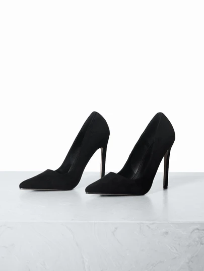 CHICVUE 2025秋冬季纯色时尚显瘦高跟鞋，适合晚宴穿着，女士黑色高跟鞋，性感，女士浅口鞋，优雅，尖头鞋跟