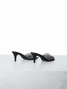 CHICVUE Women's Leopard High-Heeled Pointed Toe Slides, New Fashion Summer Party Sandals - Black - View 3