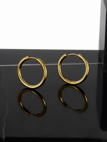 CHICVUE 18K Golden Plated Hypoallergenic Stainless Steel Hoop Earrings - Smooth Polished Finish, Anti-Fade, Comfortable & Versatile For Daily Wear Or Parties, Elegant Gift For Women - Multicolor - View 2