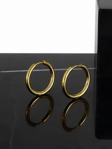 CHICVUE 18K Golden Plated Hypoallergenic Stainless Steel Hoop Earrings - Smooth Polished Finish, Anti-Fade, Comfortable & Versatile For Daily Wear Or Parties, Elegant Gift For Women - Multicolor - View 1