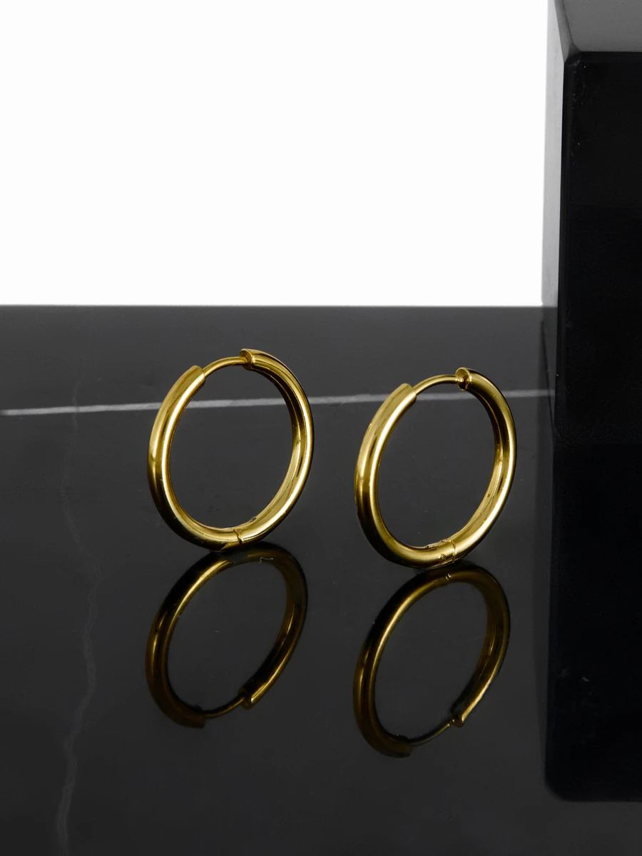 CHICVUE 18K Golden Plated Hypoallergenic Stainless Steel Hoop Earrings - Smooth Polished Finish, Anti-Fade, Comfortable & Versatile For Daily Wear Or Parties, Elegant Gift For Women - Multicolor - View 1