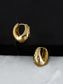 CHICVUE 1 par Pendientes moda con diseño de diamante de imitación para mujeres para decoración diaria regalo de citas - Dorado - Ver 5