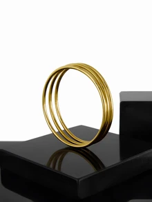 CHICVUE 18K Gold Plated Stainless Steel Women's Bracelet, Fashion Luxury Minimalist Basic Bracelet, Waterproof Jewelry - Gold - View 5