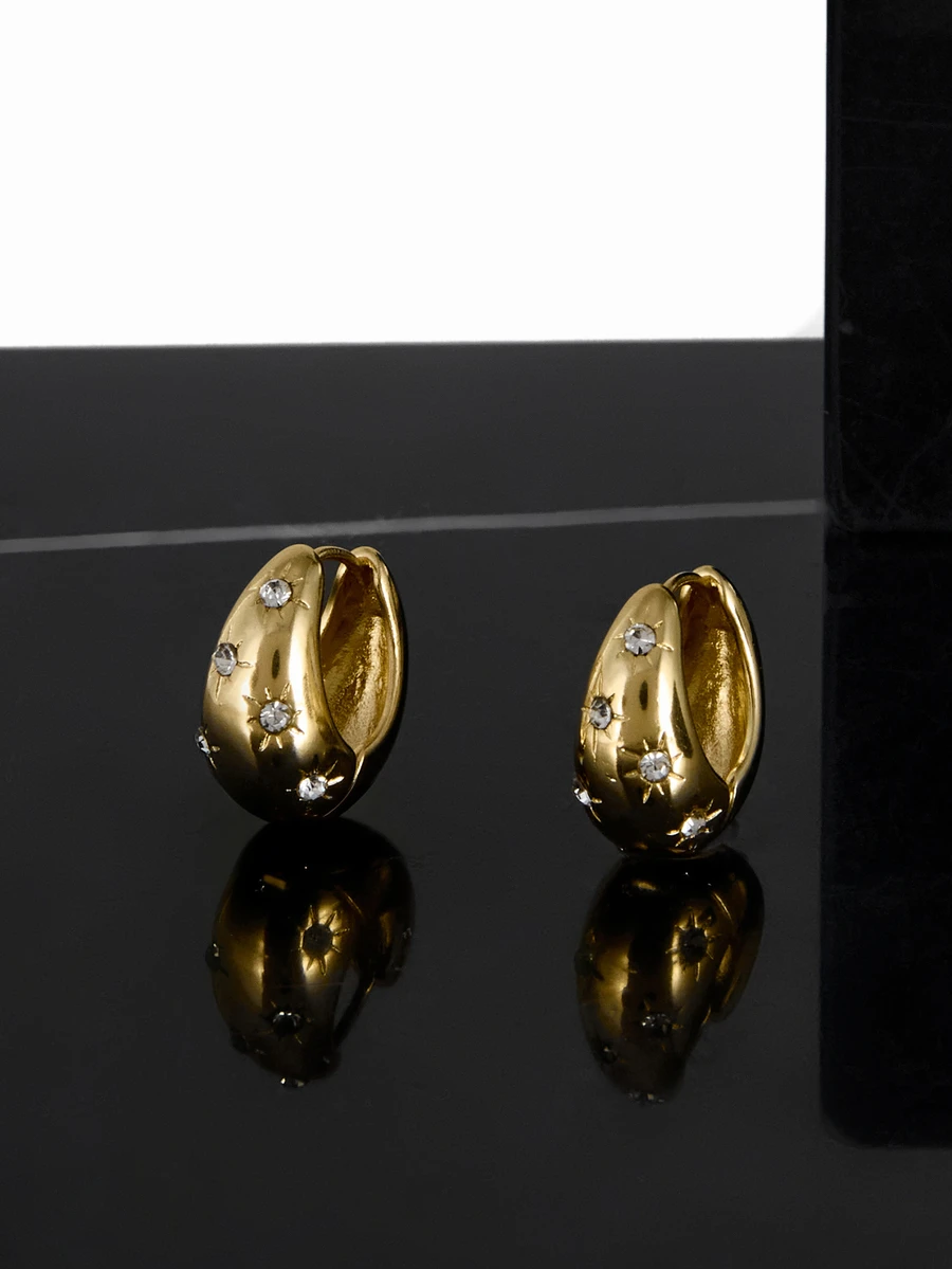 CHICVUE 1 par Pendientes moda con diseño de diamante de imitación para mujeres para decoración diaria regalo de citas - Dorado - Ver 1