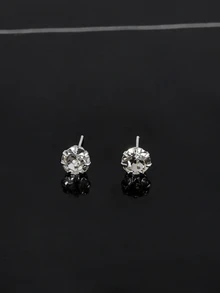 CHICVUE 24pcs/Set Fashionable Minimalist Cubic Zirconia Stud Earrings, Suitable For Party, Date And Daily Wear - Silver - View 1
