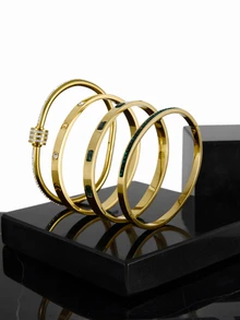 CHICVUE 4/1 件女士珠宝套装，18K 镀金锆石手链，奢华叠戴手链，生日/新年/情人节礼物，情侣/闺蜜配饰，多功能高端 - 彩色 - 查看 5