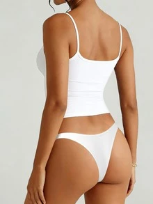 Fyxelle Women's Summer European And American Sexy Square Neck Spaghetti Strap Camisole, High Elasticity Yoga Fabric Slim Fit Undershirt/Outerwear Casual - White - View 4
