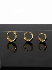 CHICVUE 3pcs 14K Gold Plated Delicate Ear Cuff Earrings, Low Allergy, Suitable For Multiple Ear Piercings - 3 Pcs for One Ear - View 3