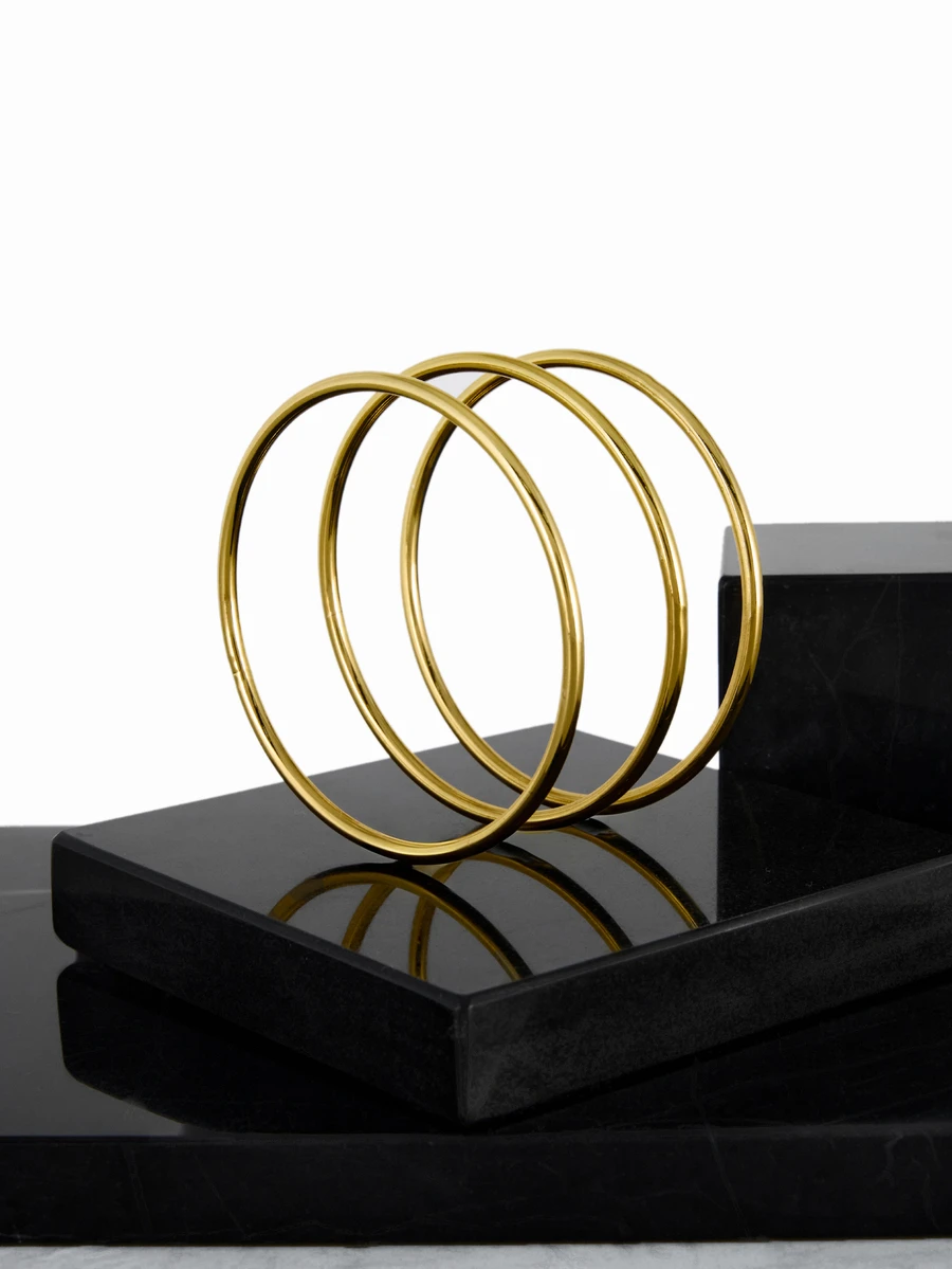 CHICVUE 18K Gold Plated Stainless Steel Women's Bracelet, Fashion Luxury Minimalist Basic Bracelet, Waterproof Jewelry - Gold - View 1