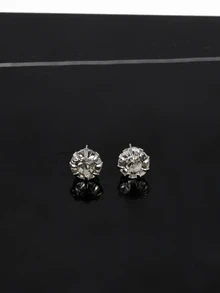 CHICVUE 24pcs/Set Fashionable Minimalist Cubic Zirconia Stud Earrings, Suitable For Party, Date And Daily Wear - Silver - View 4