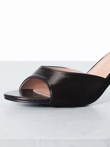 CHICVUE 女士优雅尖头光滑漆皮派对和工作百搭时尚高跟凉鞋 - 咖啡棕 - 查看 2