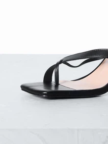 CHICVUE 女士極簡酒杯高跟丁字褲時尚夏天高跟涼鞋 - 黑色 - 查看 5