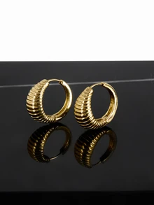 CHICVUE 5 Đôi Kim Loại Thời Trang Phong Cách Pháp & Phương Tây Tối Giản Hợp Kim Khuyên Tai Vòng Bộ Bông Tai Nữ - Vàng - Xem 5