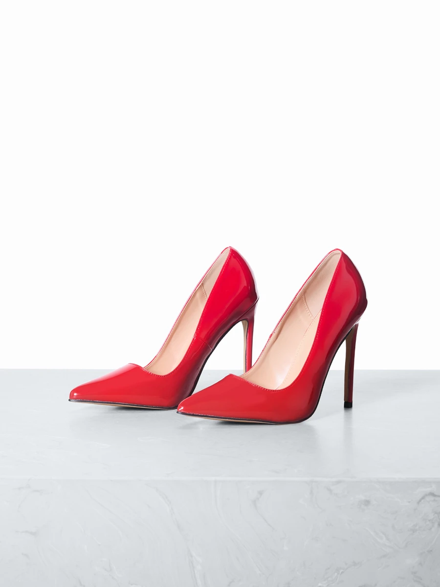 CHICVUE Giày cao gót mũi nhọn màu đỏ trơn quyến rũ, thích hợp cho mùa Thu/Đông 2025, kiểu dáng thanh lịch, phù hợp cho các buổi tiệc. - Đỏ - Xem 1