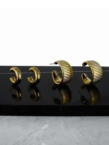 CHICVUE 6-18pcs Gold-Tone Fashion Earrings Set, Stylish & Elegant, Suitable For Daily, Party, And Event Wear - Multicolor - View 4