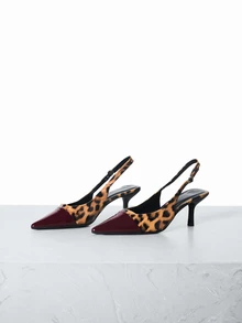 CHICVUE 2025秋冬新款女士酒红色高跟凉鞋，小猫跟，派对/婚礼礼服鞋，7厘米高，优雅，女士浅口鞋，尖头鞋跟 - 酒紅色 - 查看 1