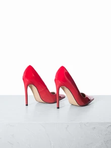 CHICVUE Giày cao gót mũi nhọn màu đỏ trơn quyến rũ, thích hợp cho mùa Thu/Đông 2025, kiểu dáng thanh lịch, phù hợp cho các buổi tiệc. - Đỏ - Xem 3