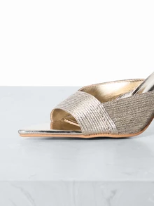 CHICVUE 女士 Niche 尖头编织带高跟穆勒凉鞋（包装） - 金色 - 查看 5