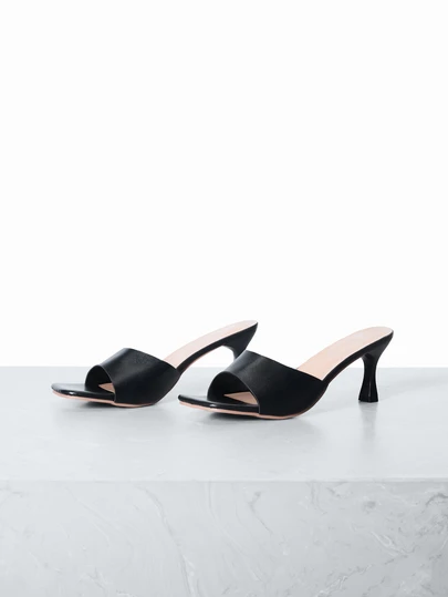 CHICVUE 1 Pair Solid Color Elegant PU Leather Hollow Out High Heel Sandals, Suitable For Beach, Holiday Party, Outdoor, Commuting, Wedding, Office, Home, Spring/Summer