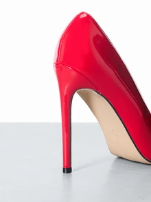 CHICVUE Giày cao gót mũi nhọn màu đỏ trơn quyến rũ, thích hợp cho mùa Thu/Đông 2025, kiểu dáng thanh lịch, phù hợp cho các buổi tiệc. - Đỏ - Xem 4